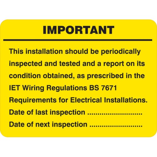 Periodic Electrical Inspection - Labels