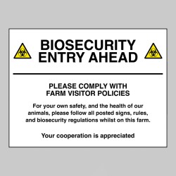 Biosecurity entry ahead - Please comply with farm visitor policies - 