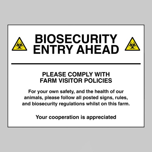 Biosecurity entry ahead - Please comply with farm visitor policies - 