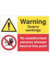Warning - Quarry Workings - No Unauthorised Persons