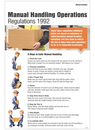 Manual Handling Operations Regulations 1992 - Poster