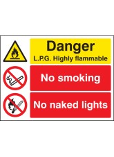 Danger - LPG Highly Flammable - No Smoking - No Naked Lights
