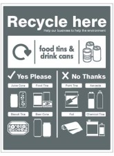 Food Tins and Drink Cans - WRAP Recycle Here Sign